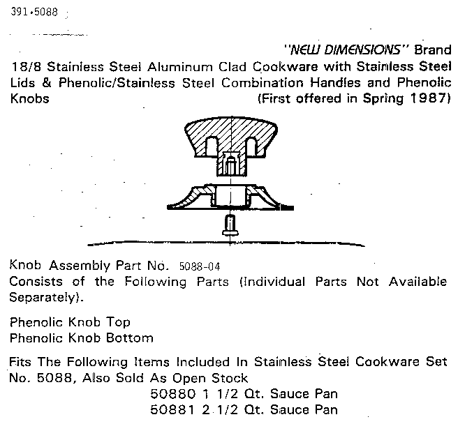 Knob assembly part no. 5088-04