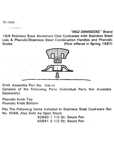 Knob assembly part no. 5088-04