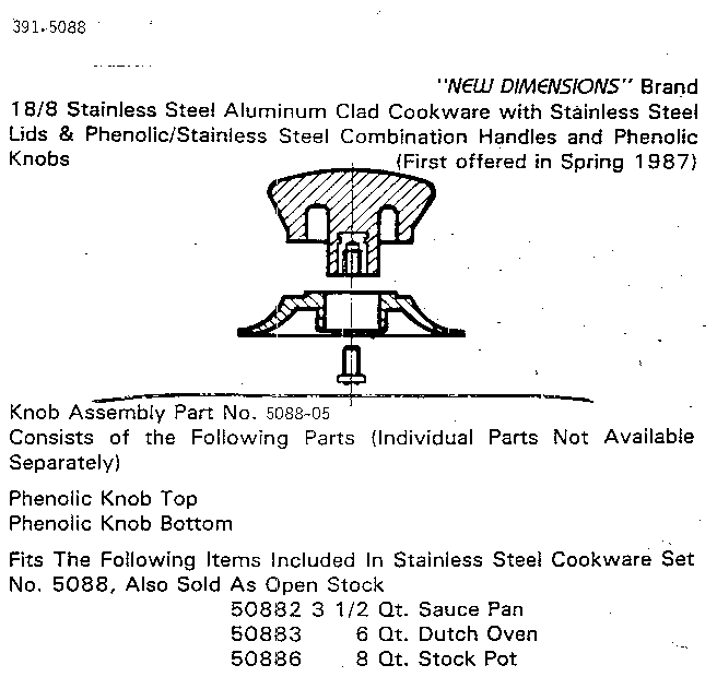 Knob assembly part no. 5088-05