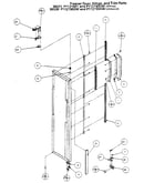 Freezer door, hinge, and trim