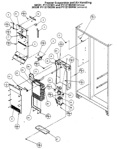 Freezer evaporator and air handling