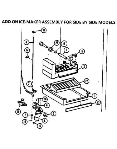 Add on ice-maker assembly for side by side models