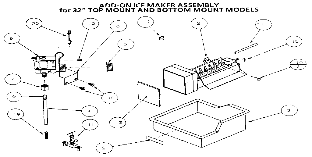 Add-on ice maker assembly