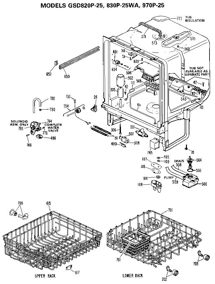 MODELS GSD820P-25, 830P-25WA, 970P-25