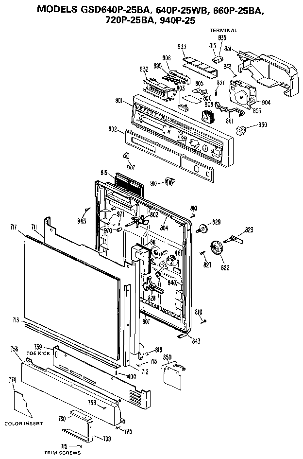 GSD640P-25BA, 640P-25WB, 660P-25BA, 720P-25BA, 940P-25