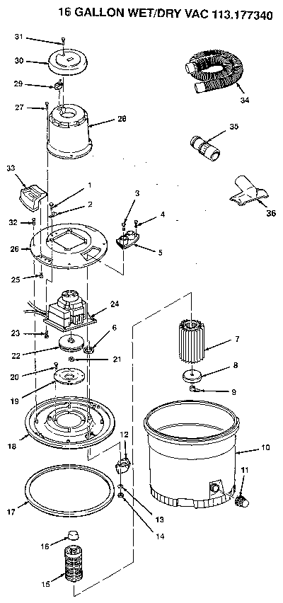 16 gallon wet/dry vac 113.177340