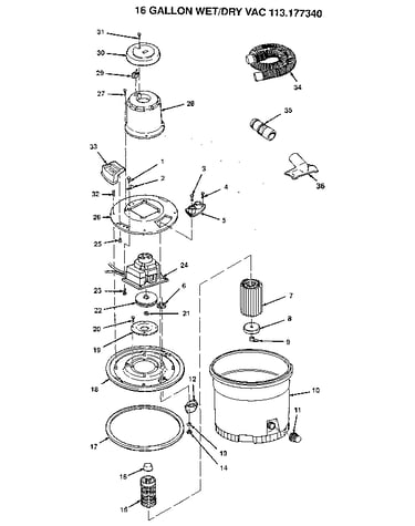 16 gallon wet/dry vac 113.177340