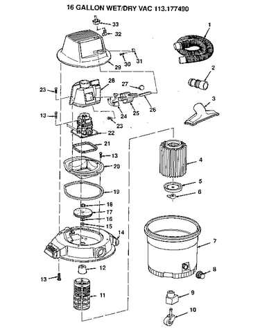 16 gallon wet/dry vac 113.177490