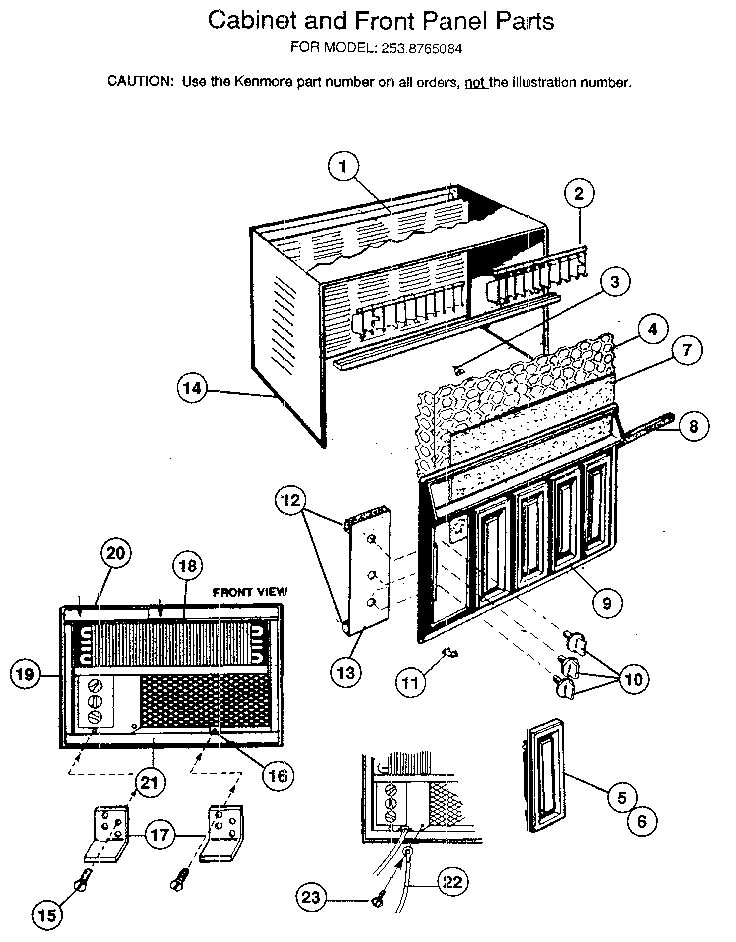 Cabinet and front panel