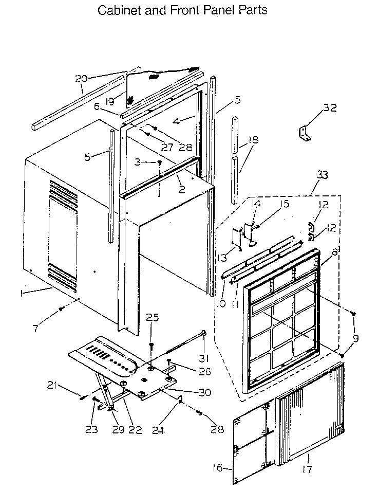 Cabinet and front panel