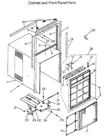 Cabinet and front panel