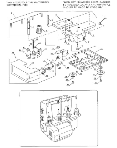 Overlock sew machine, two needle/four thread overlock