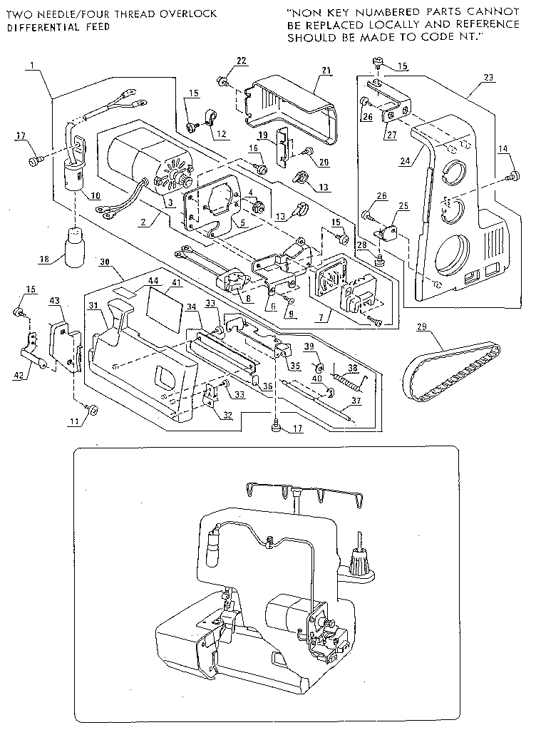 OVERLOCK SEW MACHINE, TWO NEEDLE/FOUR THREAD OVERLOCK