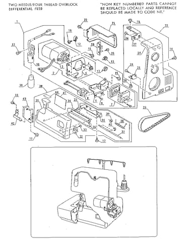 Overlock sew machine, two needle/four thread overlock