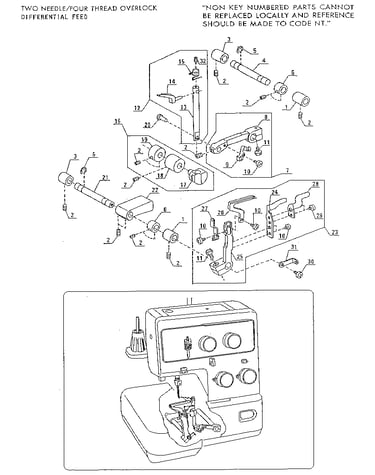 Overlock sew machine, two needle/four thread overlock