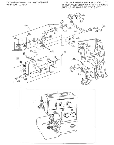 Overlock sew machine, two needle/four thread overlock
