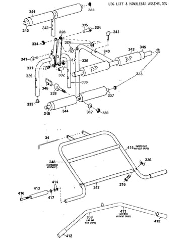 Leg lift & handlebar assemblies