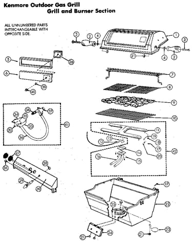 Grill and burner section