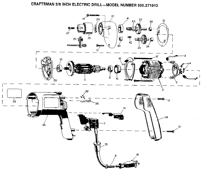 CRAFTSMAN 3/8 INCH ELECTRIC DRILL