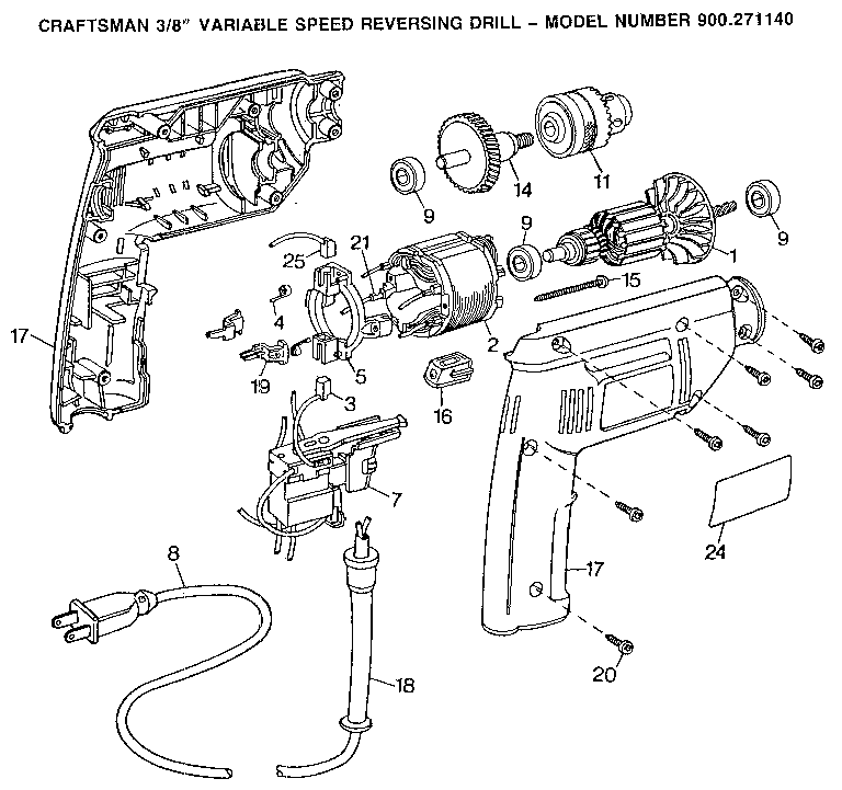 Craftsman 3/8" variable speed reversing drill
