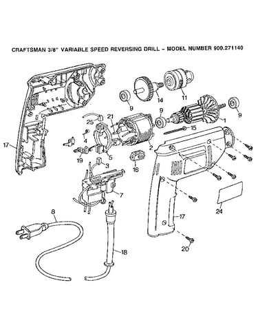 Craftsman 3/8" variable speed reversing drill