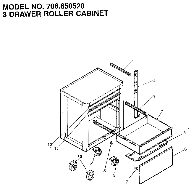 3 DRAWER ROLLER CABINET