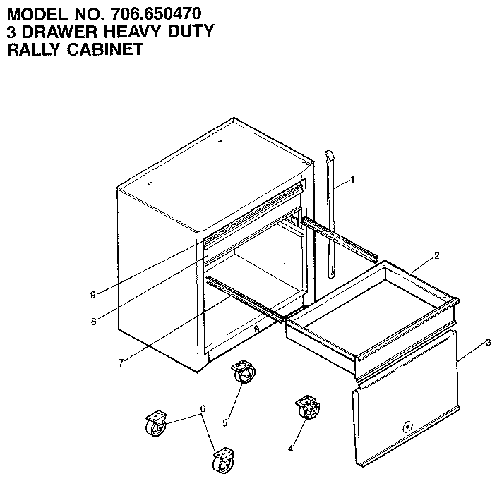 3 drawer heavy duty rally cabinet