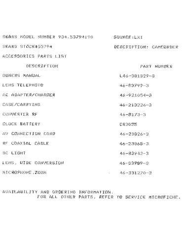 Replacement parts
