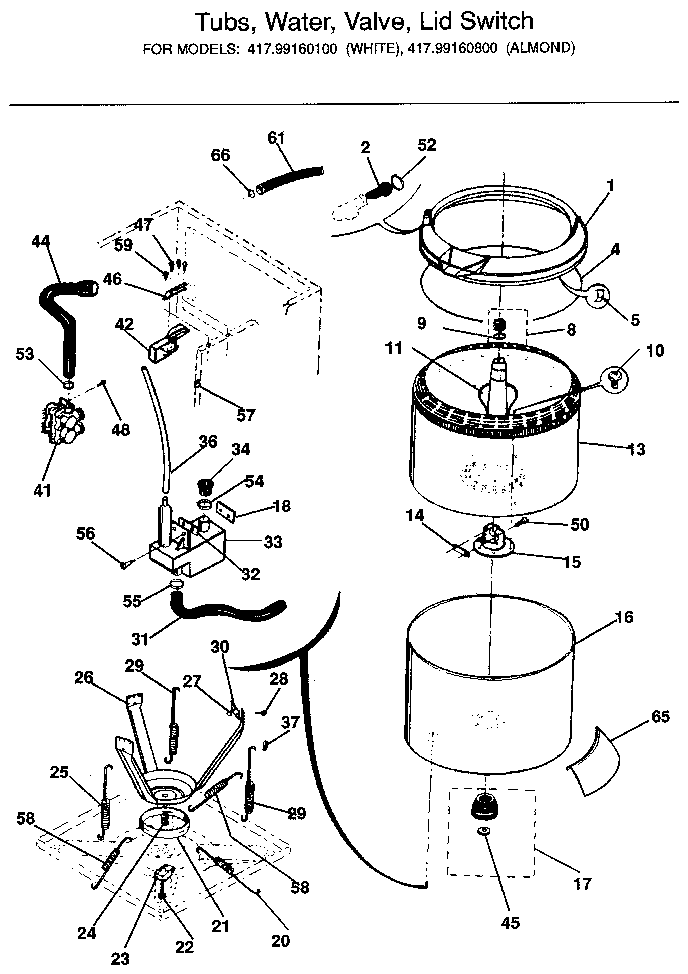 TUBS, WATER, VALVE, LID SWITCH