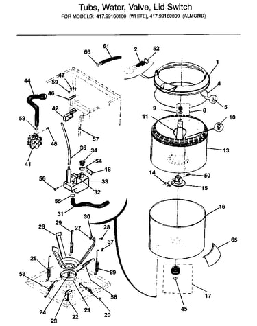 Tubs, water, valve, lid switch
