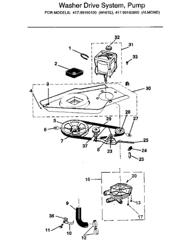 Washer drive system, pump
