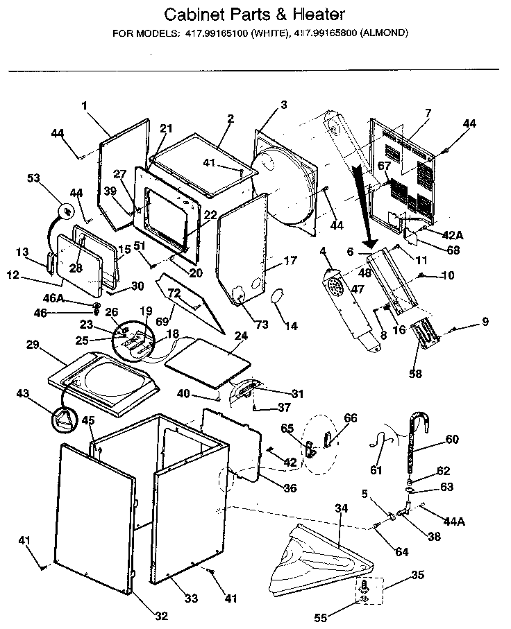 Cabinet parts & heater