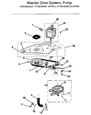 Washer drive system, pump