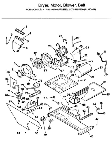Dryer, motor, blower, belt