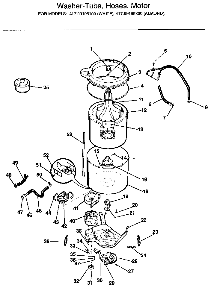 WASHER-TUBS, HOSES, MOTOR