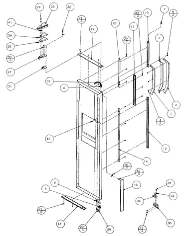 Freezer door, hinge, and trim