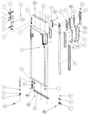 Refrigerator door, hinge, and trim