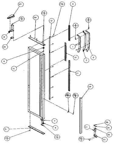 Freezer door hinge & trim