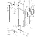 Amana 36041-P1122101W refrigerator door, hinge, and trim diagram