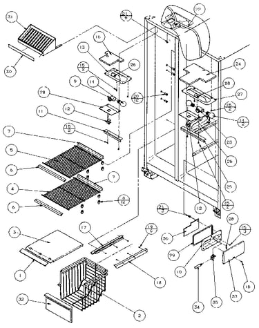 Freezer shelving and refrigerator light