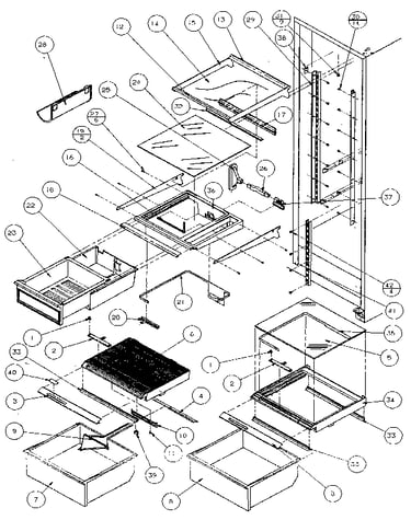 Refrigerator shelving and drawers