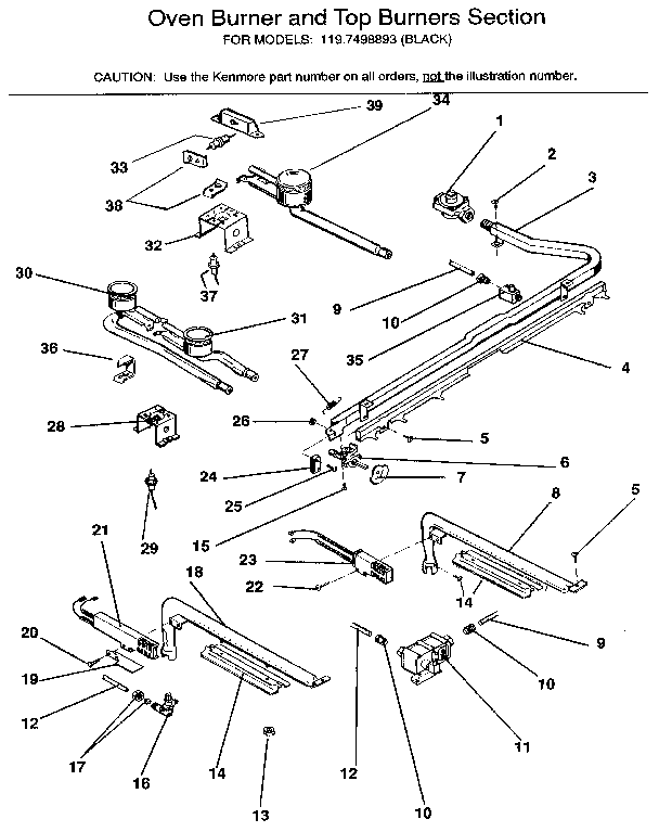 OVEN BURNER AND TOP BURNERS SECTION
