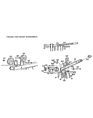 Frame top mast assembly