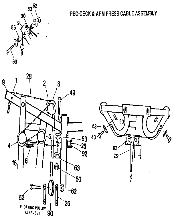 Pec-deck & arm press cable assembly