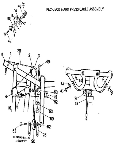 Pec-deck & arm press cable assembly