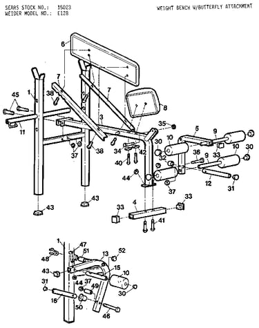 Weight bench w/butterfly attachment