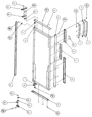 Refrigerator door, hinge & trim