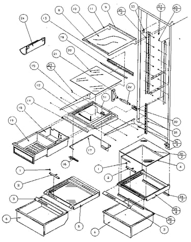 Refrigerator shelving & drawers