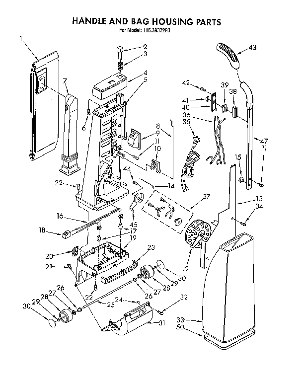 Handle and bag housing