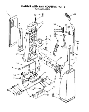 Handle and bag housing